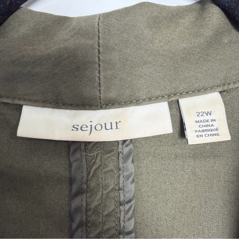 Sejour Olive Green Moto Utility Jacket Women's 22W Zip Front - Picture 2 of 14